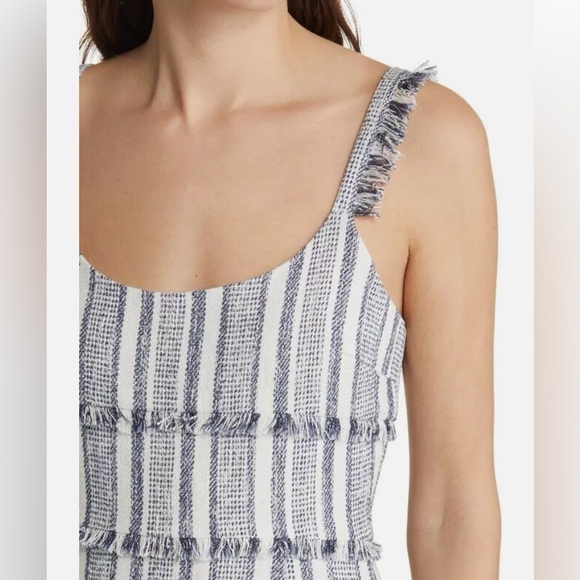 La Ligne “Jordan Dress” size 0, blue and white stripes with fringe! - Picture 4 of 11